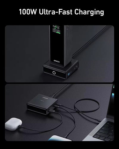 Anker Charging Base, 100W Fast Charging with 4 Ports, for Anker Prime Power Bank