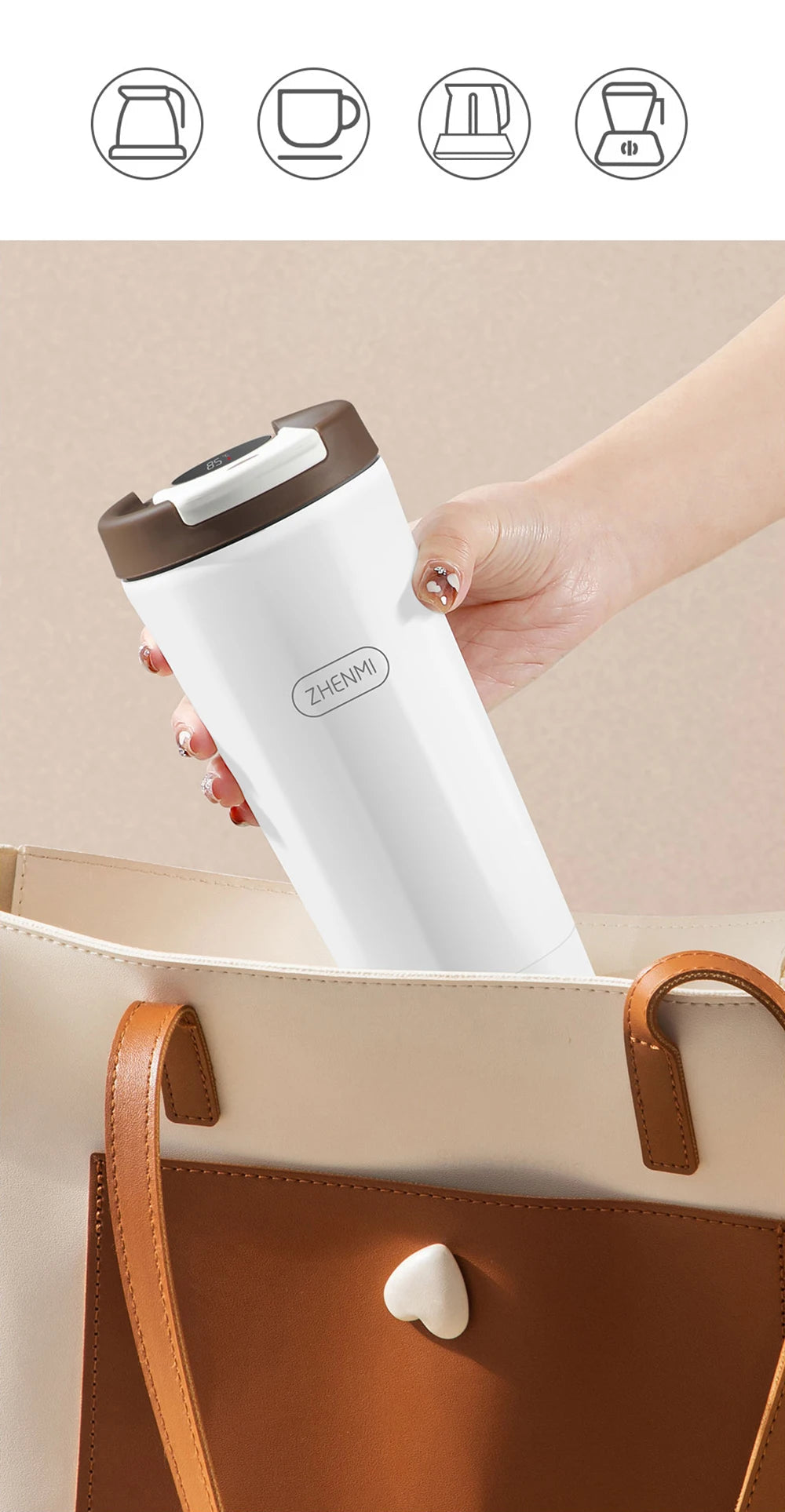 XIAOMI ZHENMI PORTABLE HEATING C2 PRO CUP - غلاية كهربائية مع شاشة رقمية 350 مل من شاومي