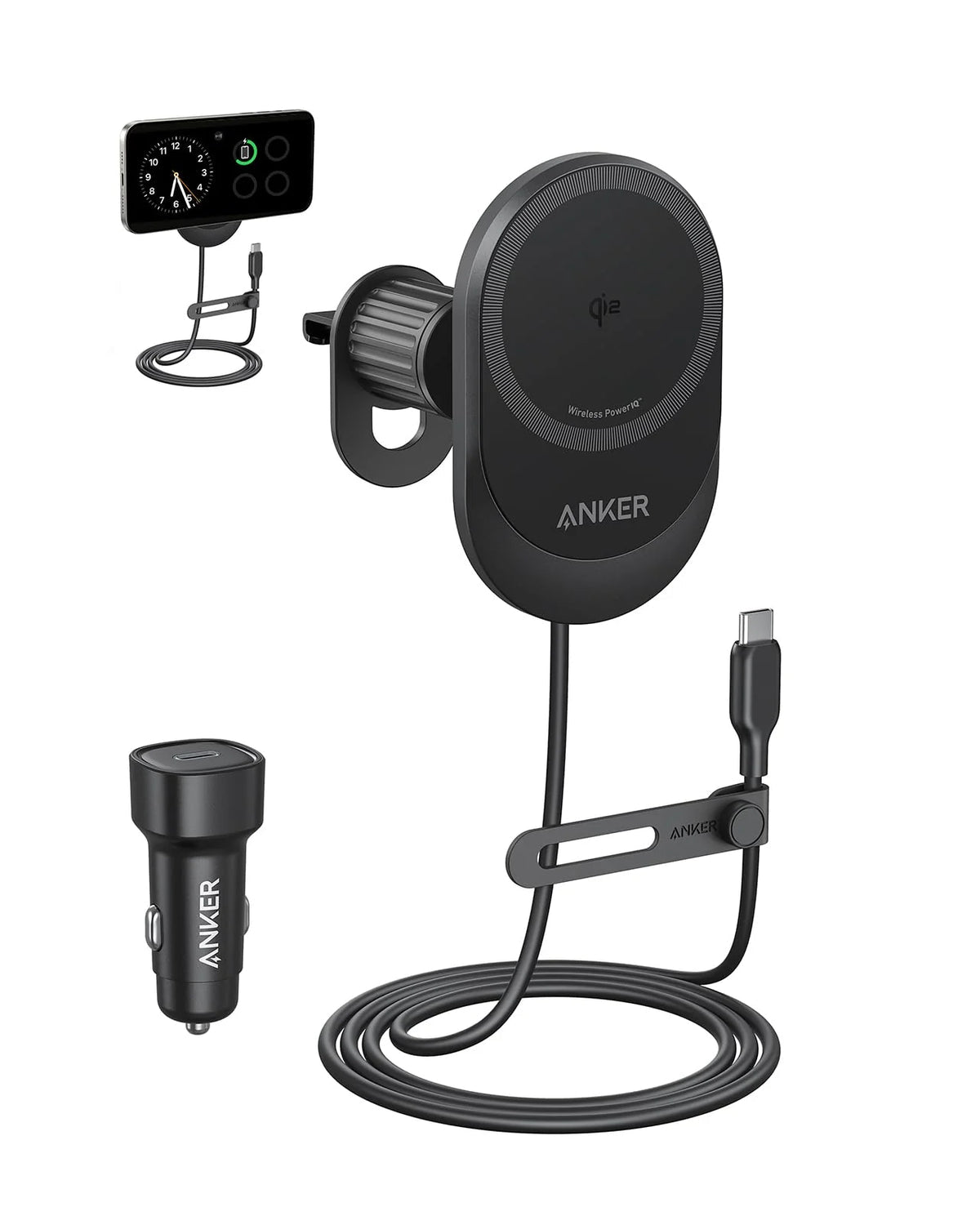 Anker MagSafe Car Charger 15W Qi2 With 360° Phone Holde