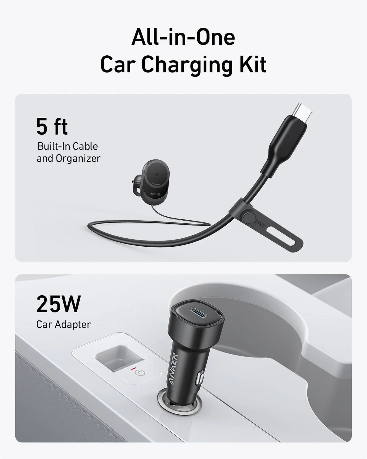 Anker MagSafe Car Charger 15W Qi2 With 360° Phone Holde