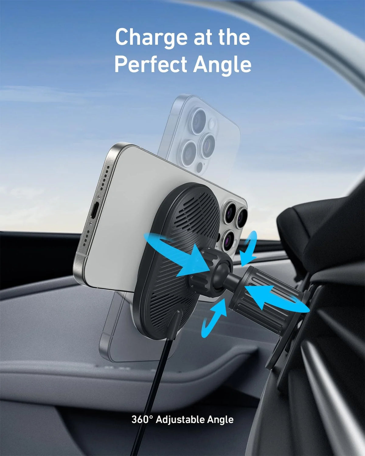 Anker MagSafe Car Charger 15W Qi2 With 360° Phone Holde