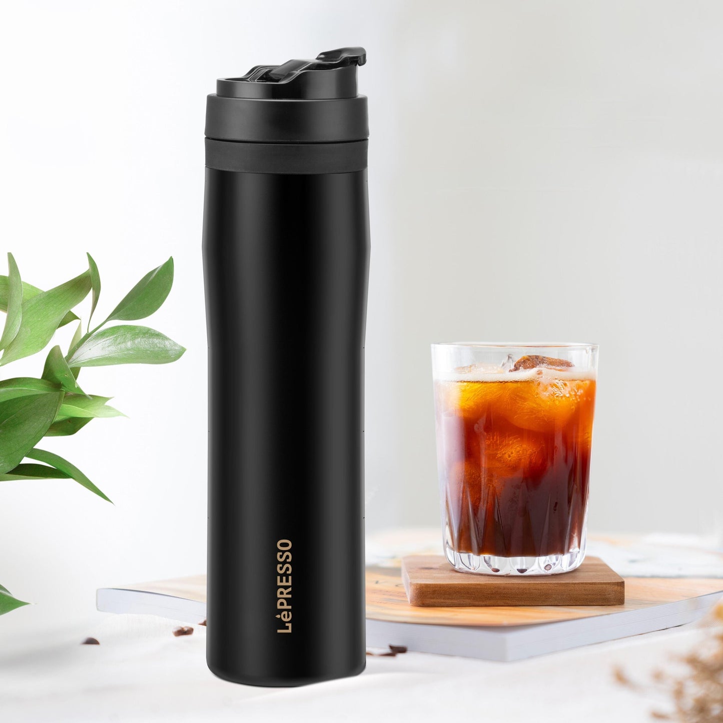 LePresso Stainless Steel Portable French Press - Black 350ML