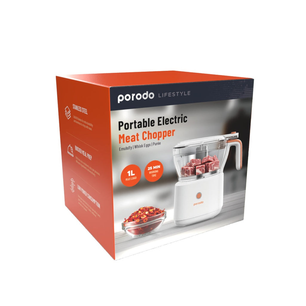Porodo LifeStyle 88W 4in1 Mini Food Processor - White
مفرمة لحم كهربائية محمولة