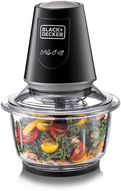 BLACK & DECKER GLASS CHOPPER WITH PULSE FUNCTION, - BLACK