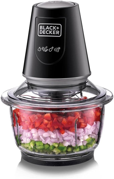 BLACK & DECKER GLASS CHOPPER WITH PULSE FUNCTION, - BLACK