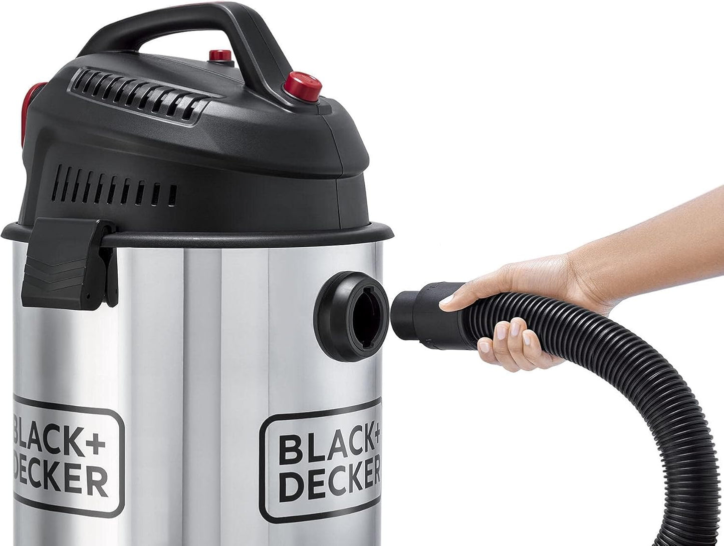 Black & Decker 1610W 30L Wet and Dry Stainless Steel Tank Drum Vacuum Cleaner Silver