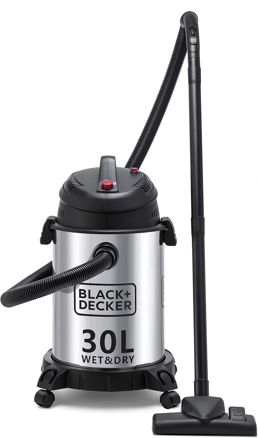 Black & Decker 1610W 30L Wet and Dry Stainless Steel Tank Drum Vacuum Cleaner Silver