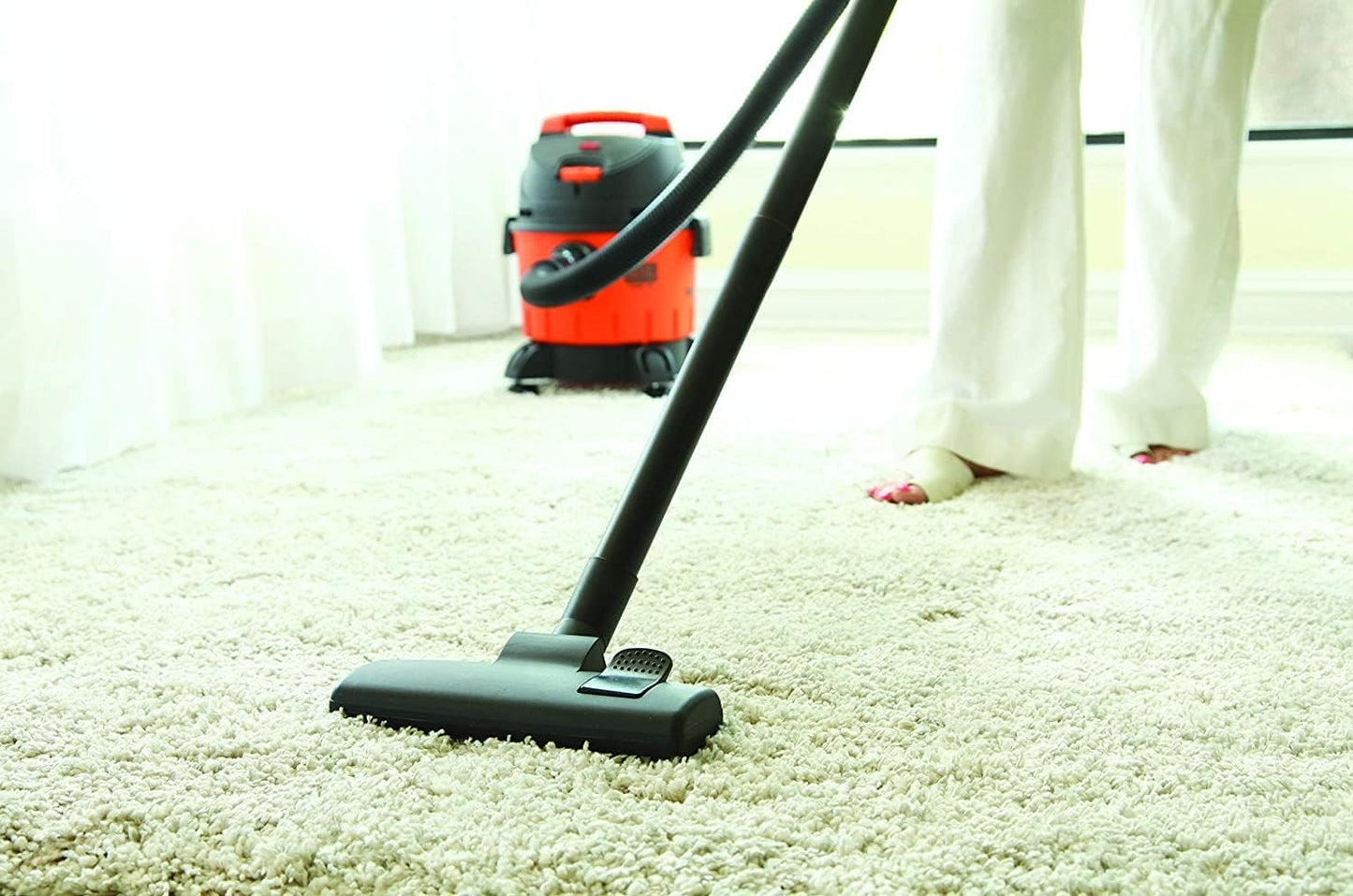 Black & Decker 1200W 10 Liter Wet and Dry Tank Drum Vacuum Cleaner, Orange/Black -