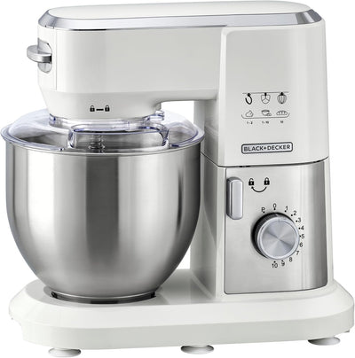BLACK & DECKER Stand Mixer Kitchen Machine, 1000W, 6L Stainless Steel Bowl, 10 Speeds + Pulse